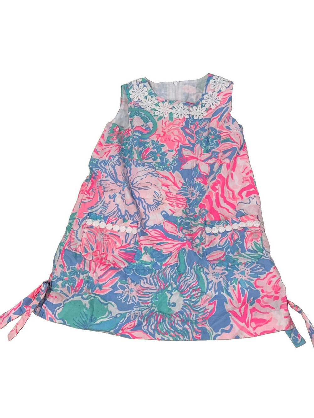 Lilly Pulitzer Girls Bright Colors Floral Classic Shift Dress Sleeveless SZ 5